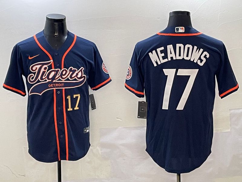 Men Detroit Tigers 17 Meadows Blue Jointly Name 2025 Nike MLB Jersey style 4